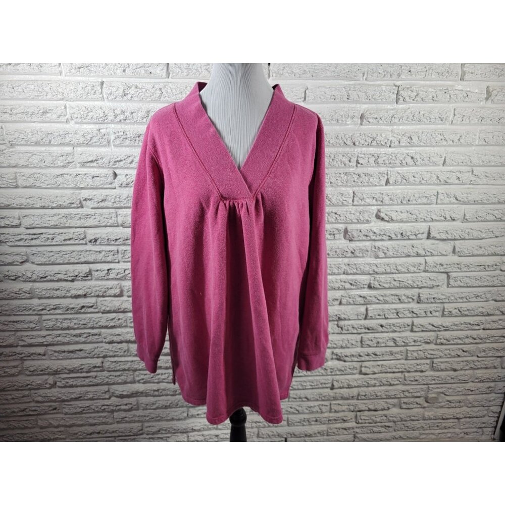 Covington Womens Sweatshirt 24W 26W Pink VNeck Cotton Blend Pullover SWE167E - Picture 3 of 8